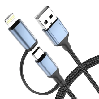 CABLE USB A TIPO C Y LIGHTNING IPHONE 2 EN 1 LINKMAX LK-C104 | CARGA RÁPIDA - 60W